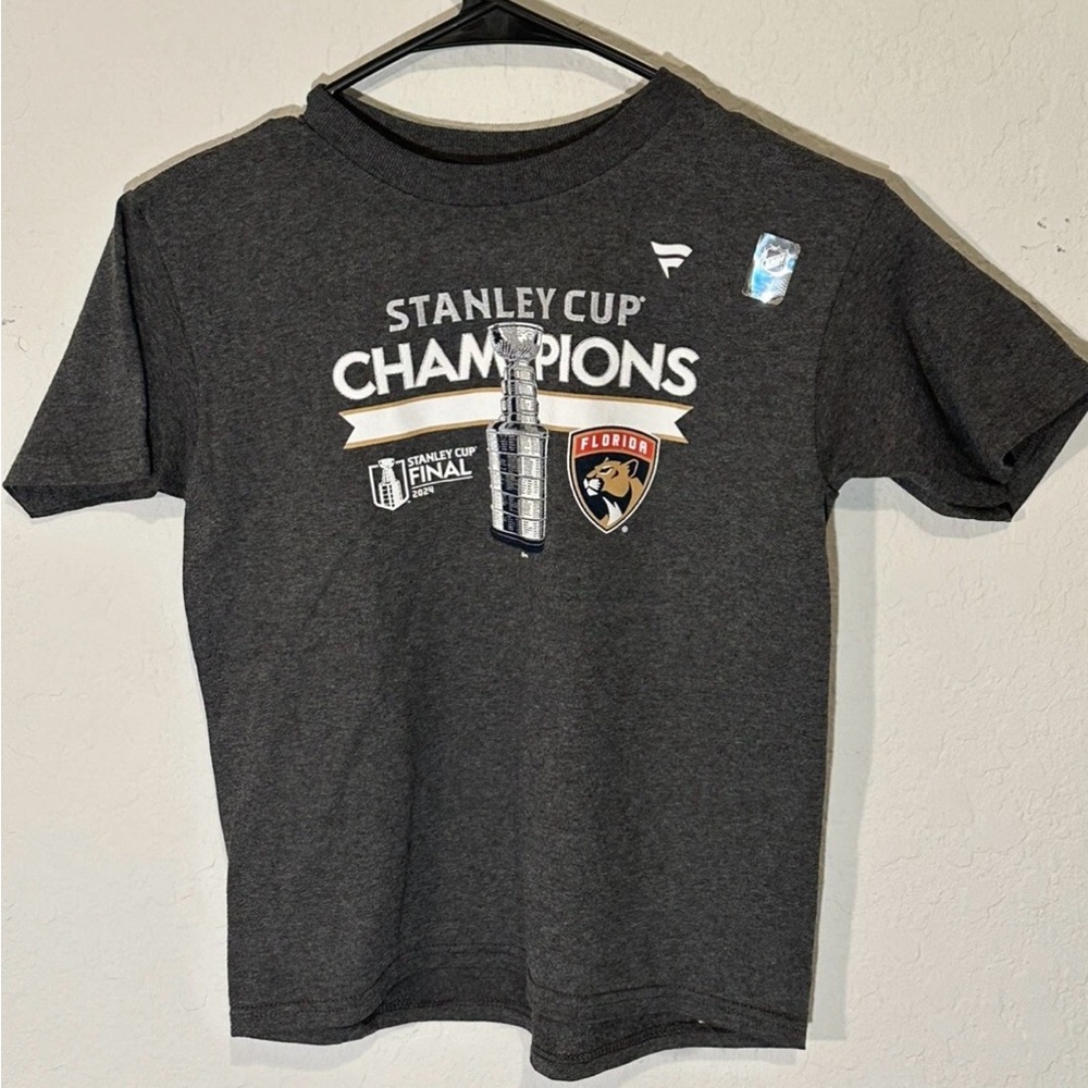 2024 Youth L-7 Florida Panthers Stanley Cup Champions T-Shirt Gray NEW L7 NHL